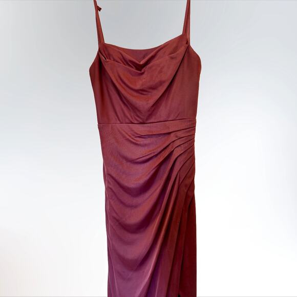 Azazie Kalea Dress Desert Rose Ruched Maxi Gown | Size A0 - Picture 2 of 7